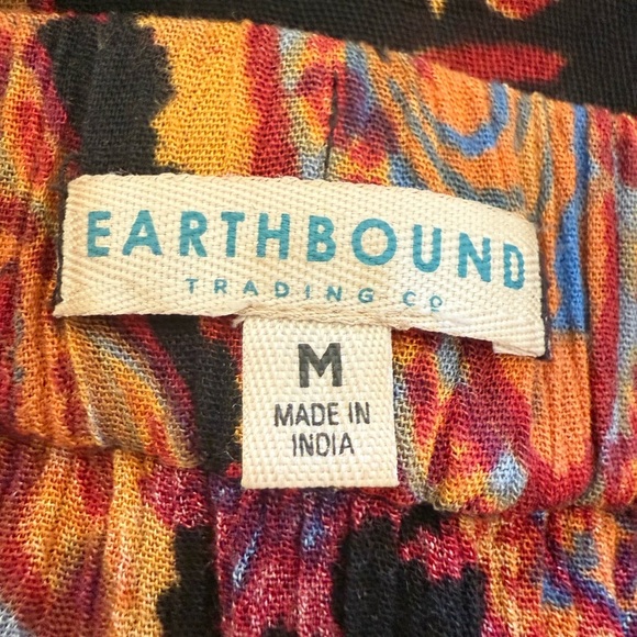 Earthbound Trading Co. Elastic Waist Hi Low Print Skirt with Ruffle Size Medium - Picture 3 of 6